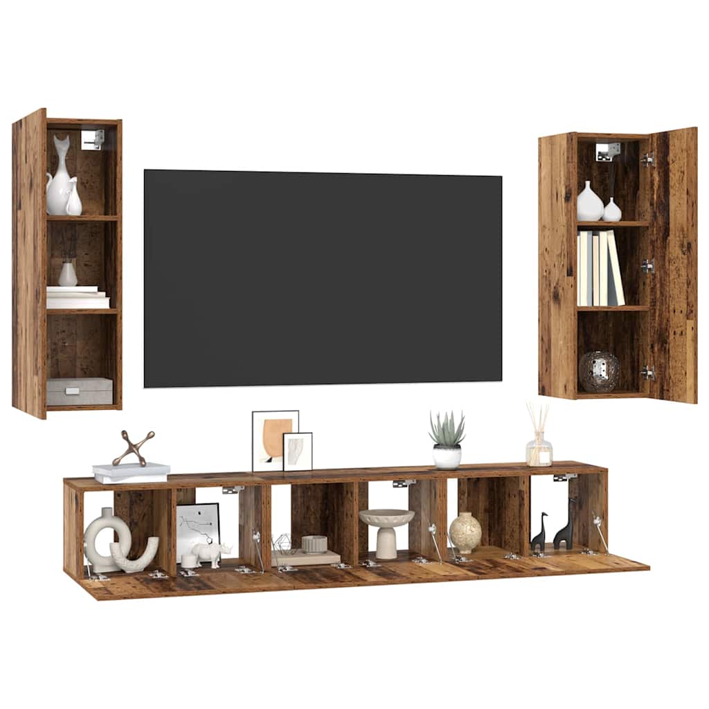4-tlg. TV-Schrank-Set Weiß Holzwerkstoff