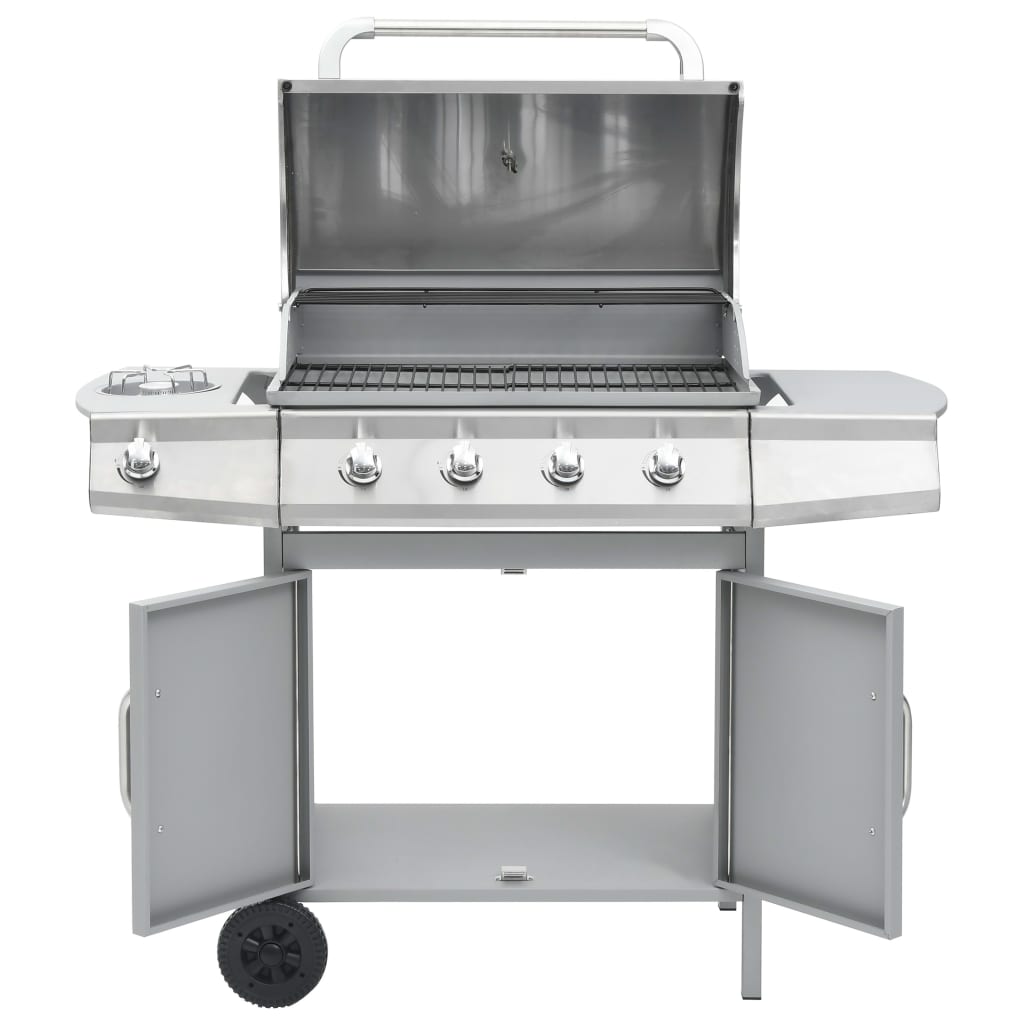 Gasgrill 4+1 Flammen Schwarz Stahl