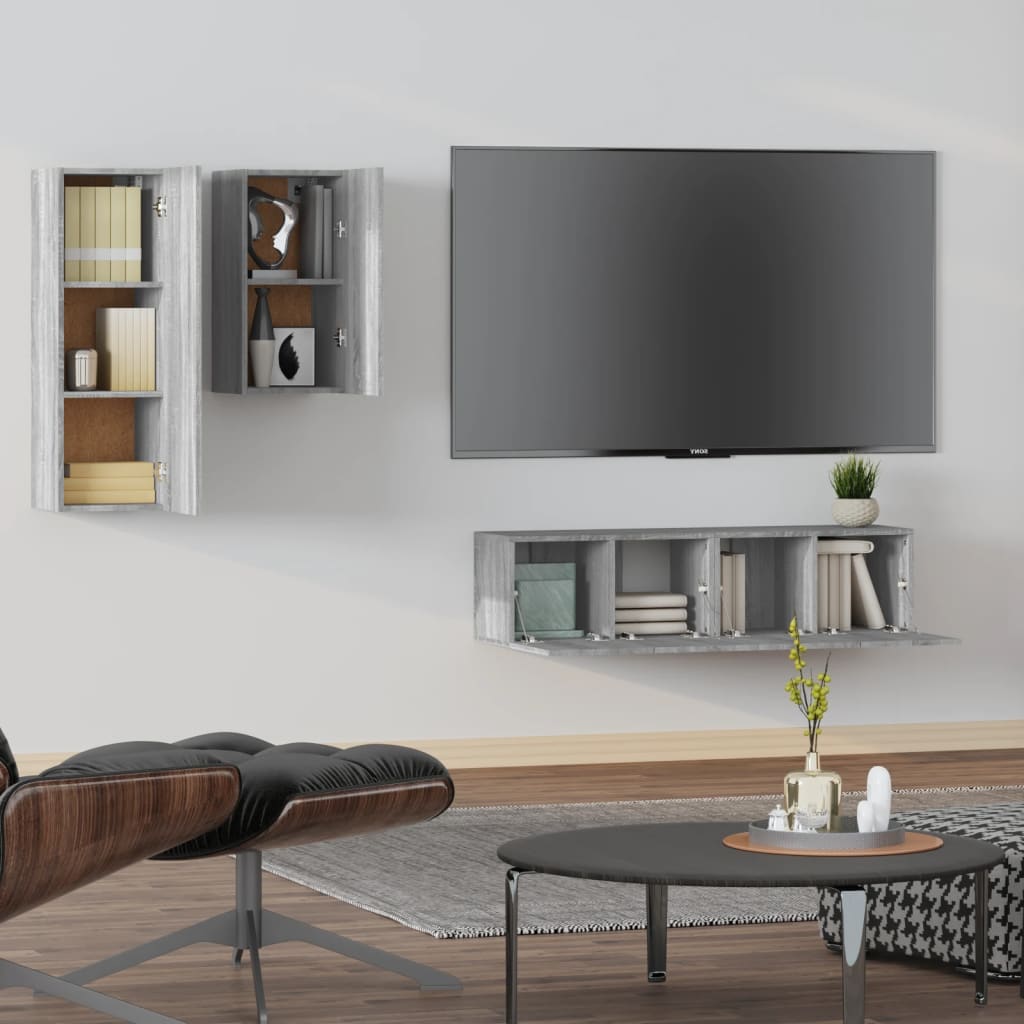 4-tlg. TV-Schrank-Set Weiß Holzwerkstoff