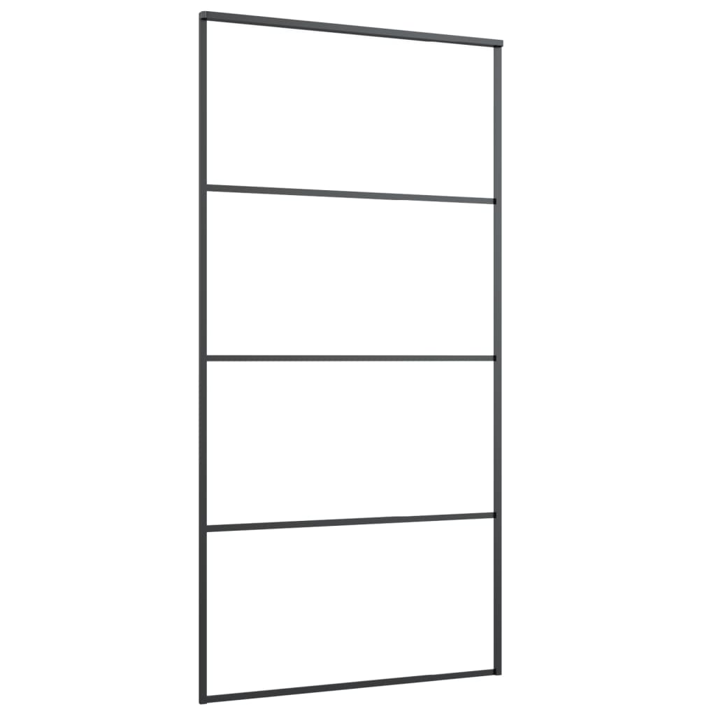 Schiebetür Aluminium und ESG Glas 90x205 cm Schwarz