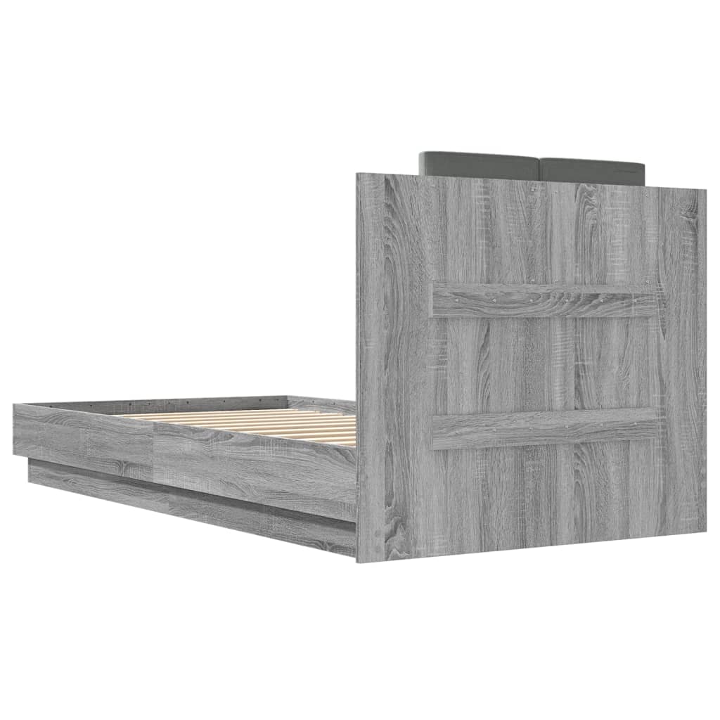 Bettgestell mit Kopfteil Grau Sonoma 180x200 cm Holzwerkstoff