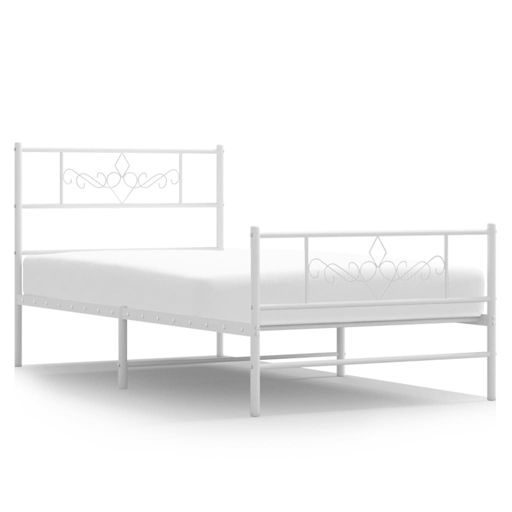 Bettgestell mit Kopfteil Metall Schwarz 100x190 cm