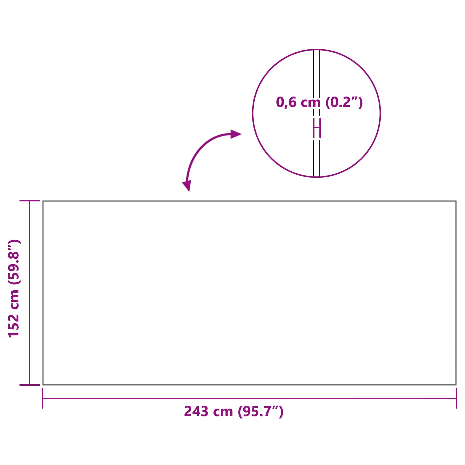 Sport-Schutzmatte Schwarz 120 x 60 x 0,6 cm hochdichtes PVC