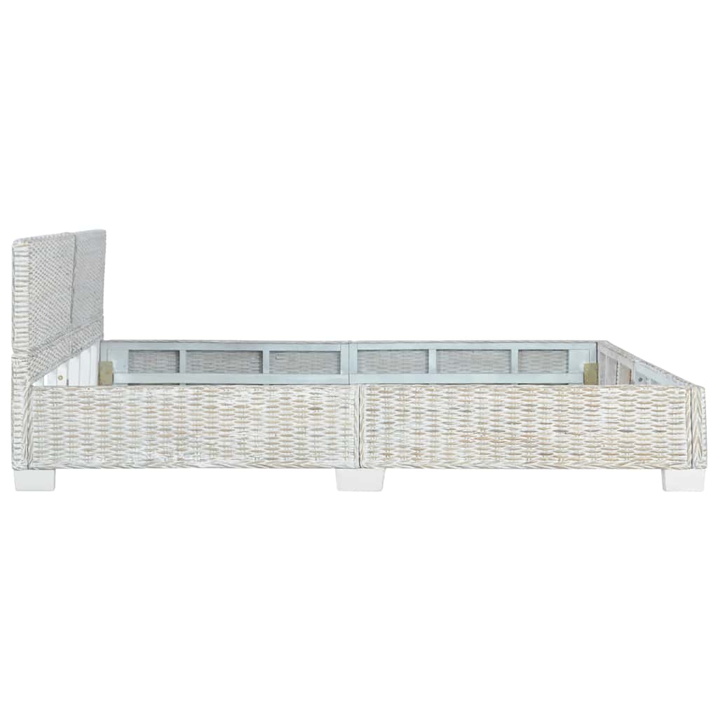 Bettgestell Grau Natur Rattan 140 x 200 cm