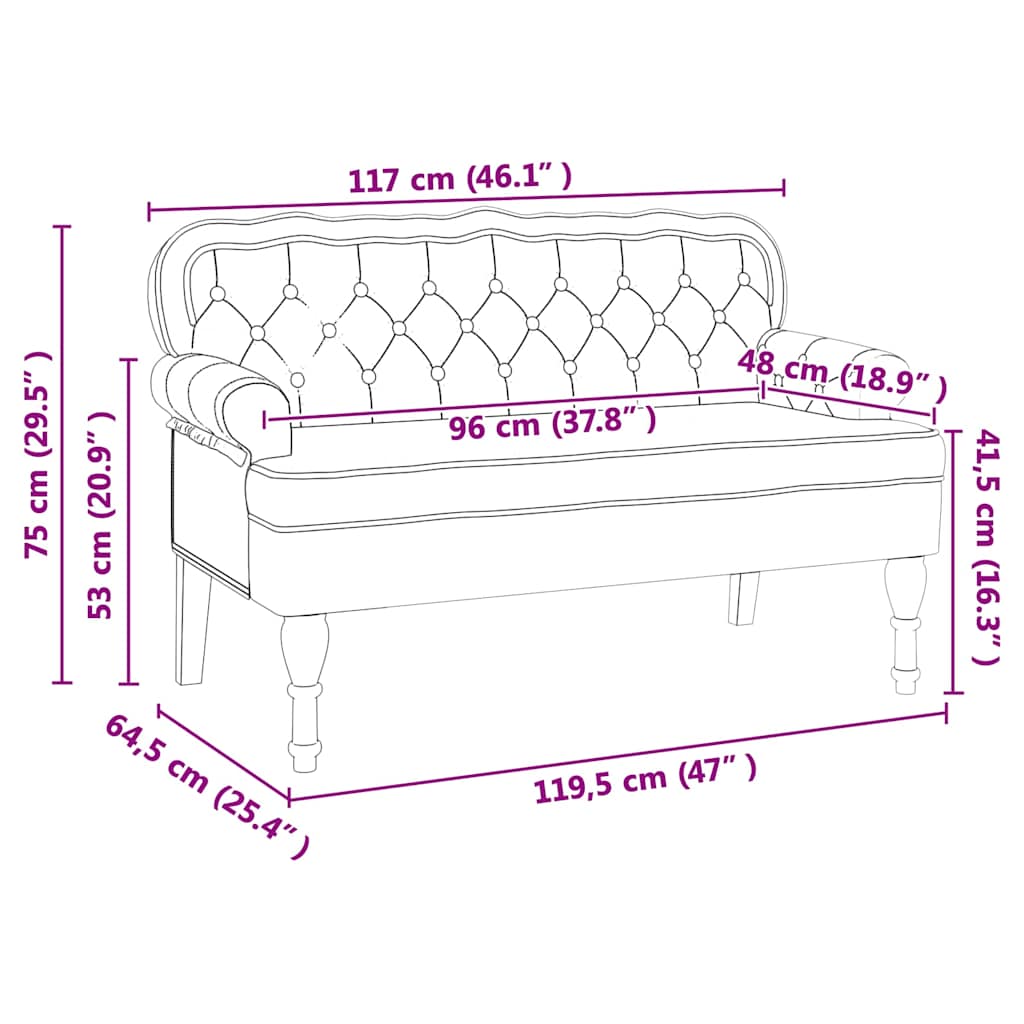 Chesterfield Bank Braun 119,5 x 64,5 x 75 cm Kunstleder