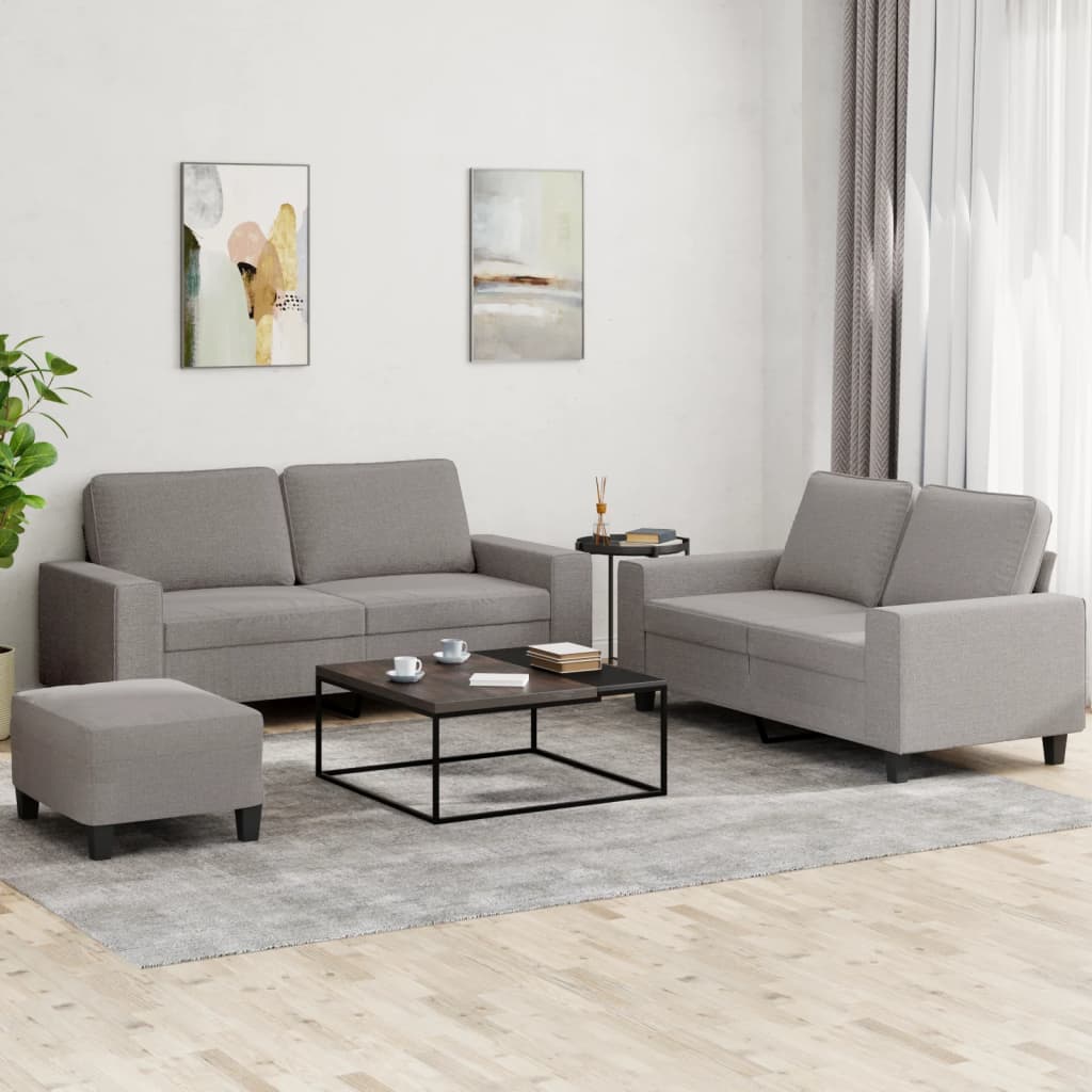 3-tlg. Sofagarnitur Hellgrau Stoff