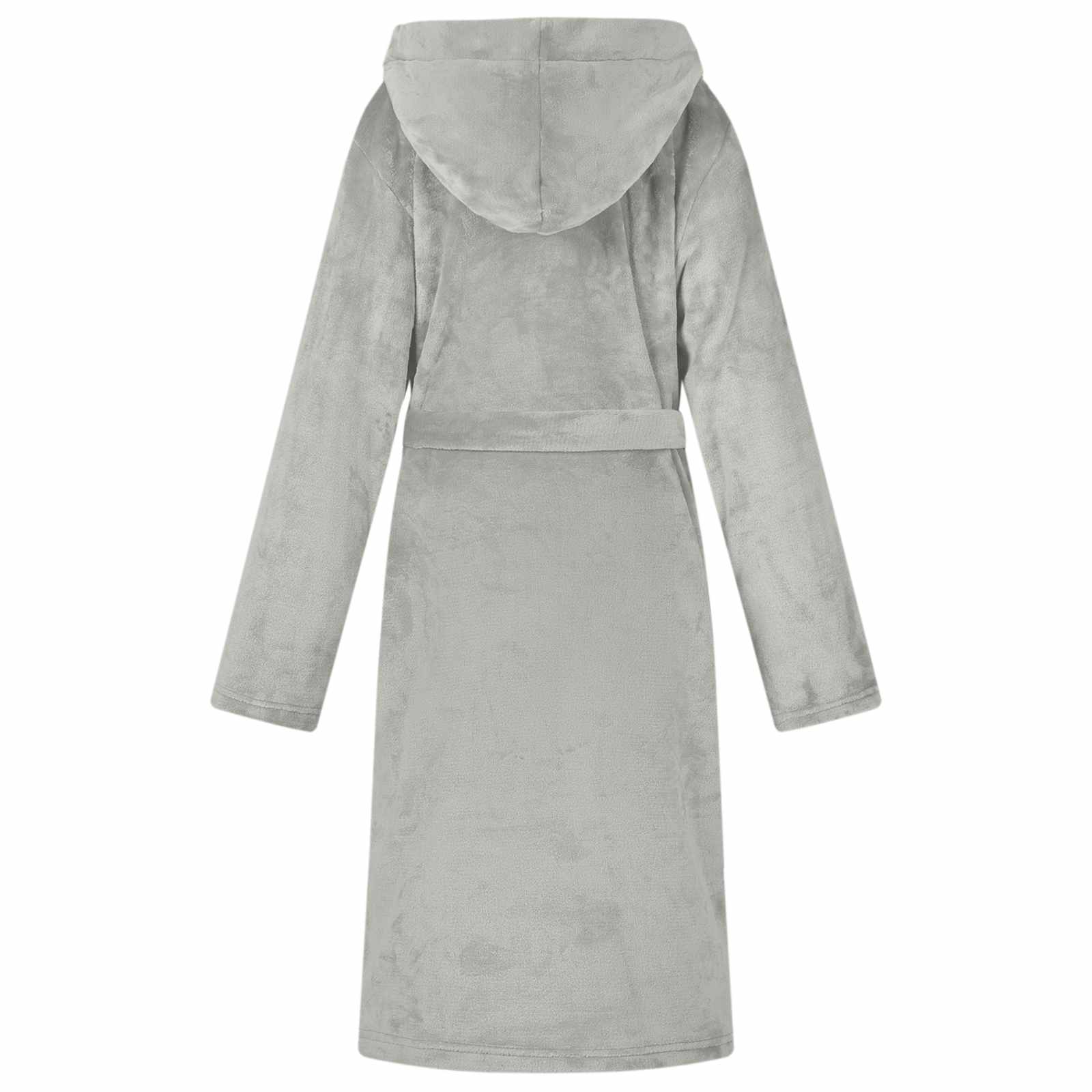 Bademantel Hoodie Beige S Flanell