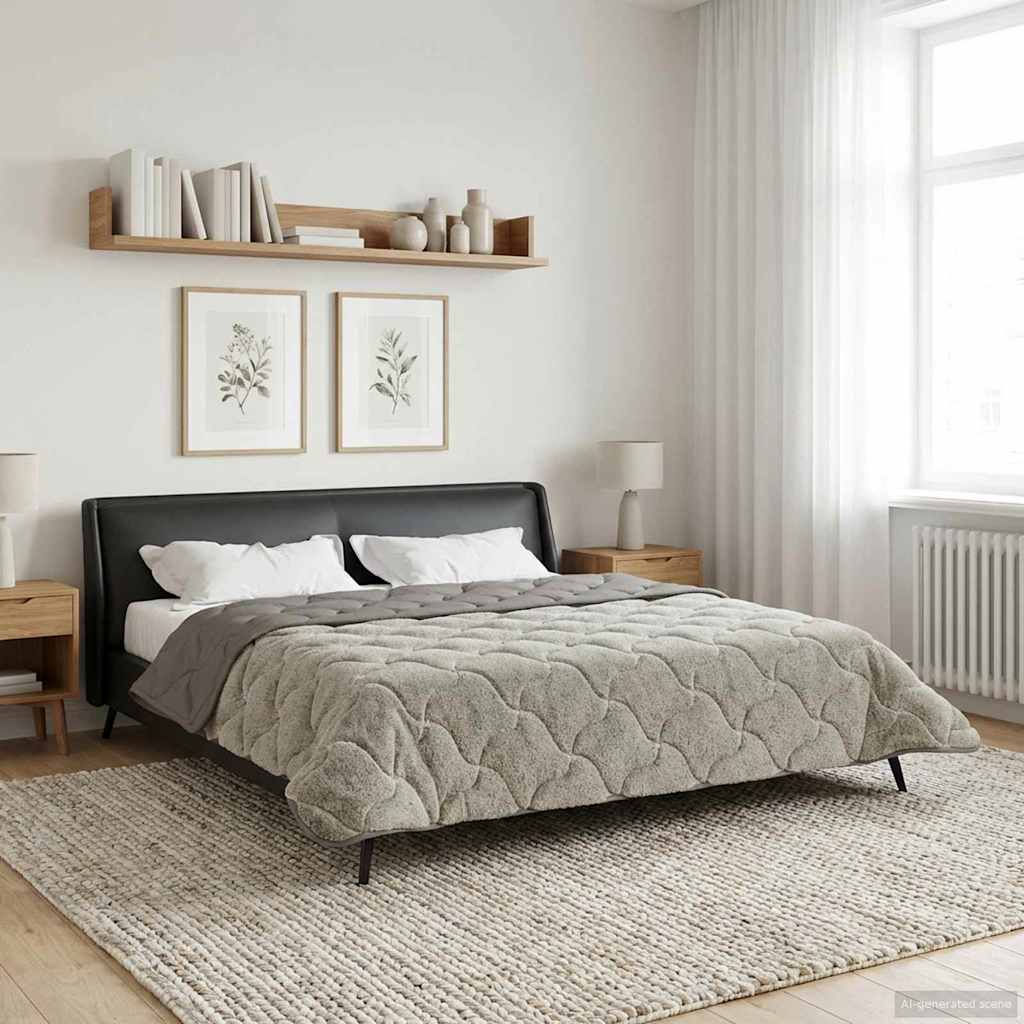 Sommerdecke Anthrazit 135 x 200 cm Mikrofaser und Teddy-Fleece