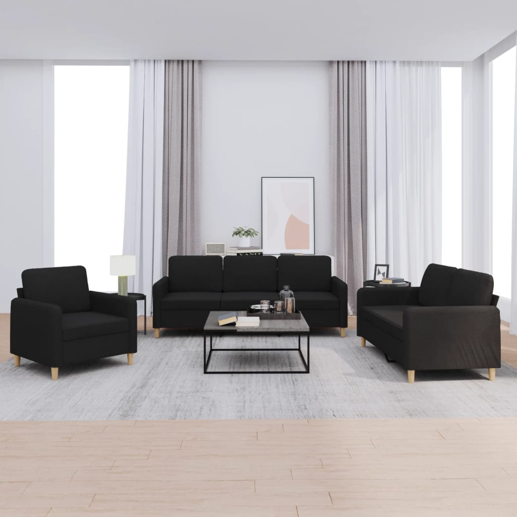 4-tlg. Sofagarnitur mit Kissen Braun Stoff