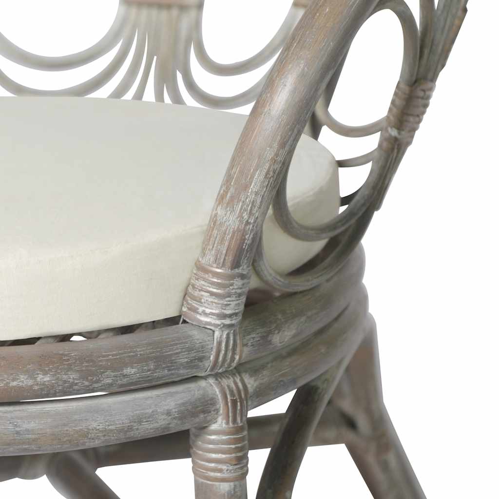 Esszimmerstuhl mit Kissen Rattan und Leinen