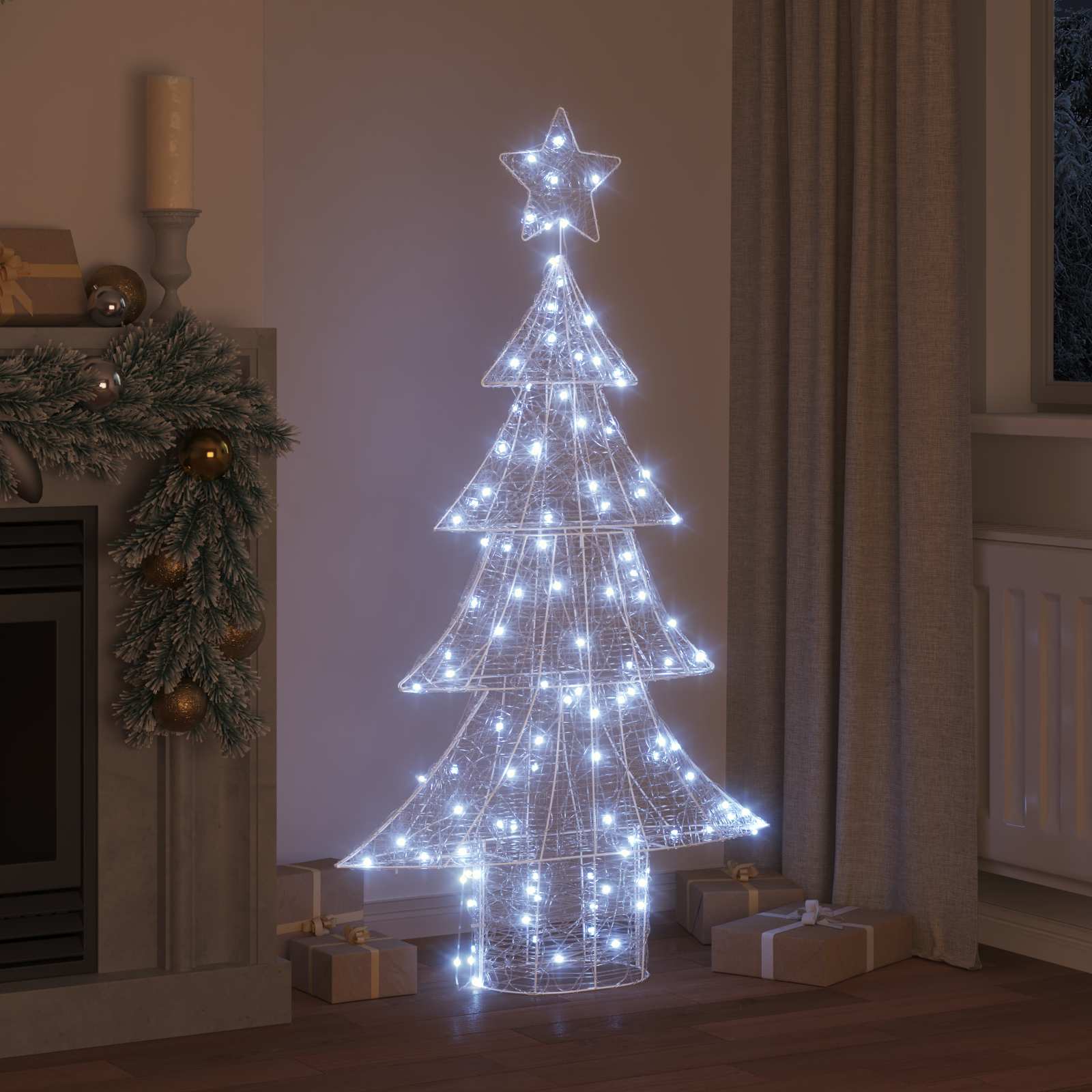 Weihnachtsbaum mit 100 LEDs Warmweiß 120 cm Acryl