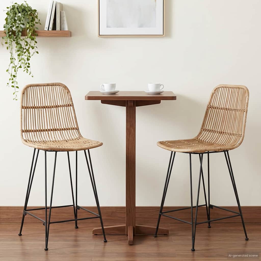 Barhocker 2 pcs Natur 44 x 54 x 96 cm Rattan und Stahl