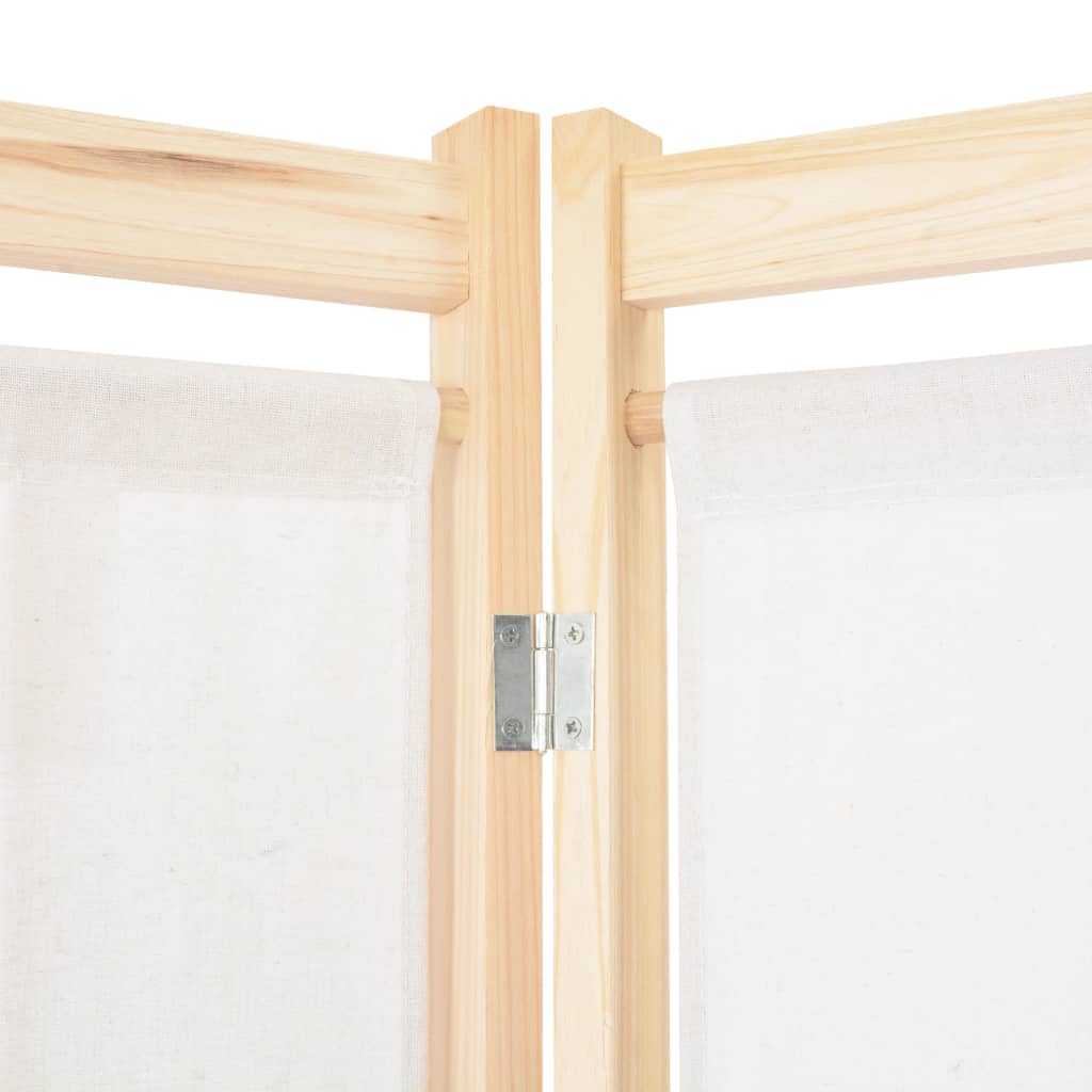 5-teiliger Raumteiler Creme 200 x 170 x 4 cm Stoff