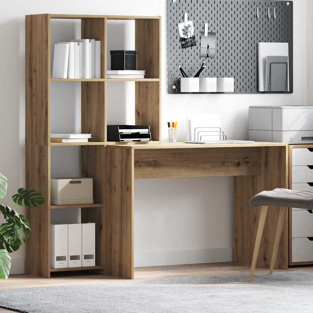 Schreibtisch mit Regal Weiß 138,5 x 55 x 143 cm Holzwerkstoff