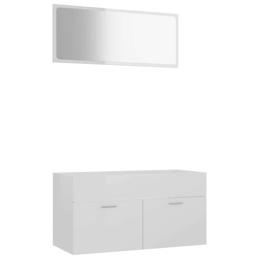 2-tlg. Badmöbel-Set Weiß Holzwerkstoff