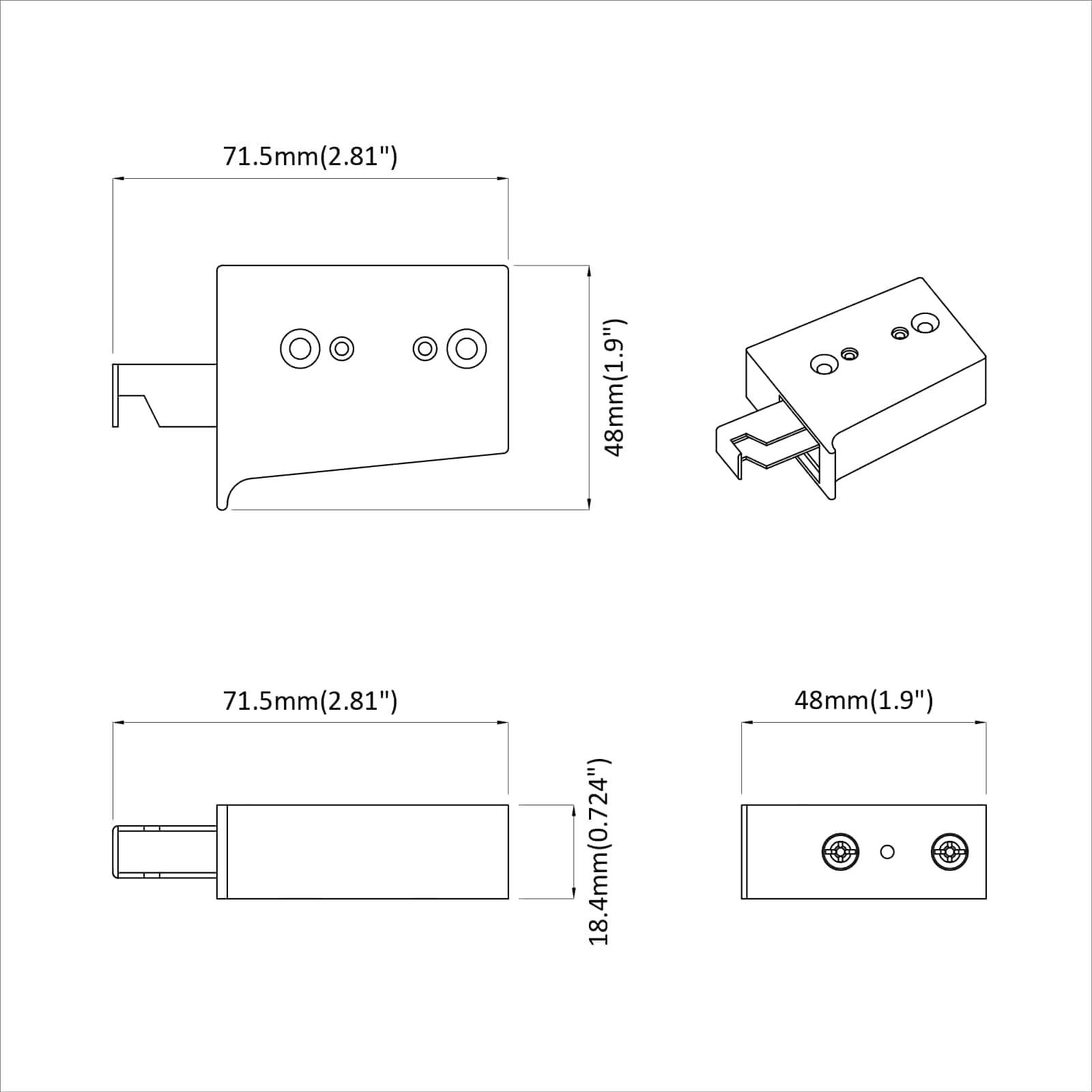 Schrankhängemontagebügel 2 pcs Weiß 70 x 48 x 19 mm