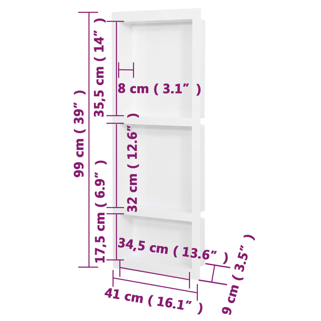 Duschnische Mattgrau 41x36x10 cm
