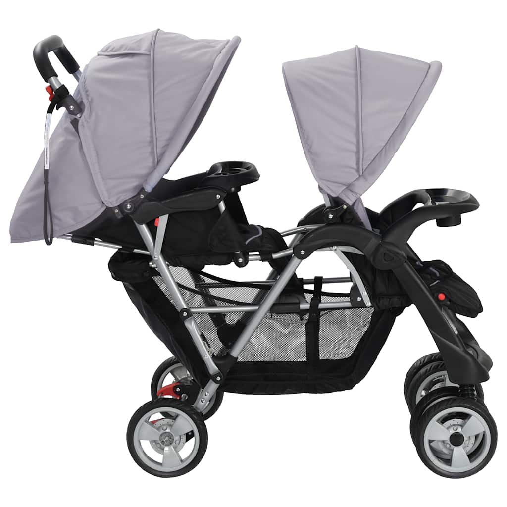 Tandem-Kinderwagen Stahl Rot und Schwarz