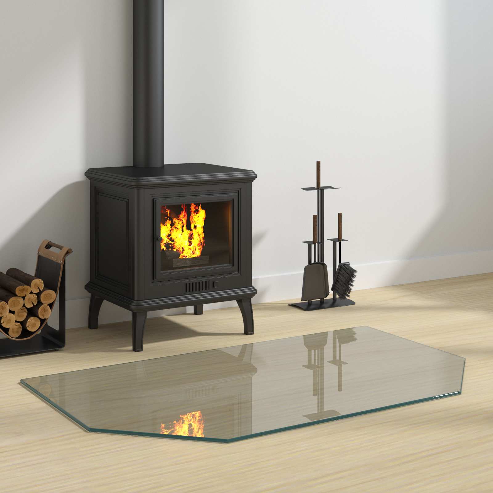 Feuerstelle Glasplatte Transparent 80 x 50 cm Glas