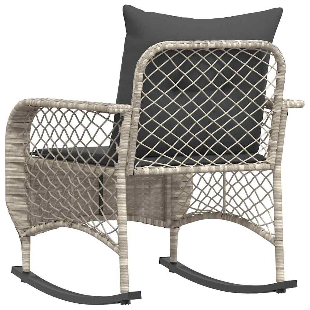 Garten-Schaukelstuhl mit Kissen Schwarz Poly Rattan