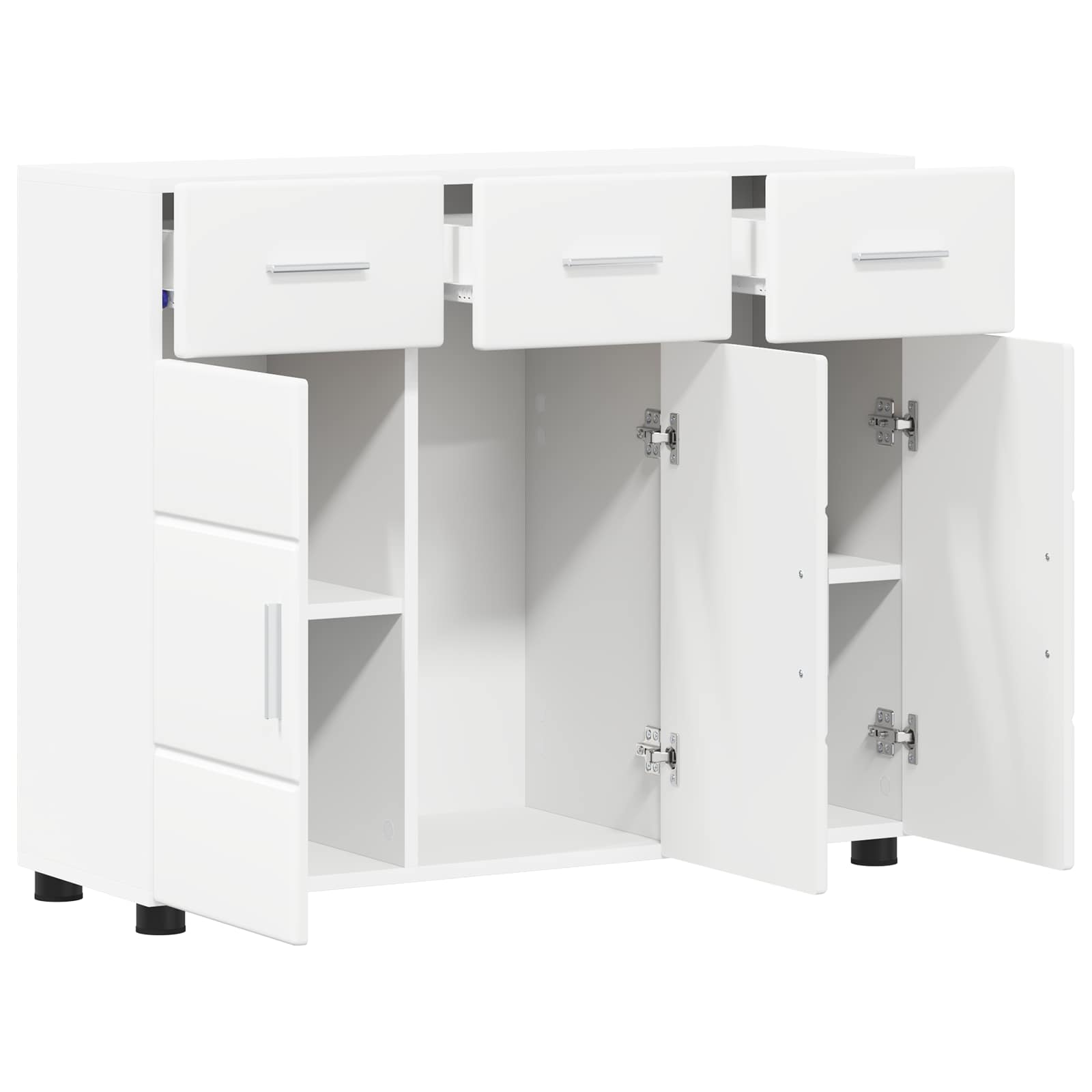 Highboard mit Regal FLORIN Weiß 60 x 35 x 182 cm Holzwerkstoff