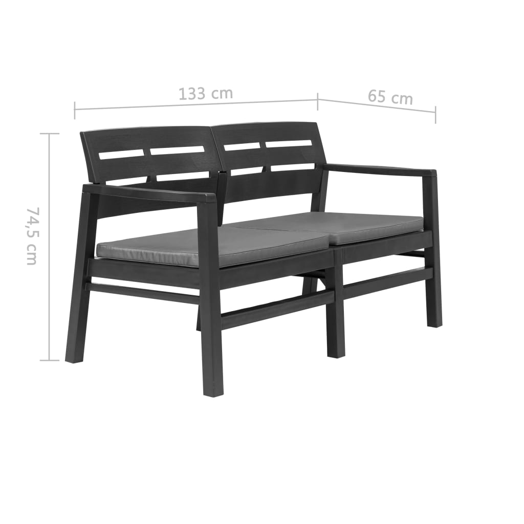 2-Sitzer-Gartenbank mit Kissen Weiß 133 cm Kunststoff