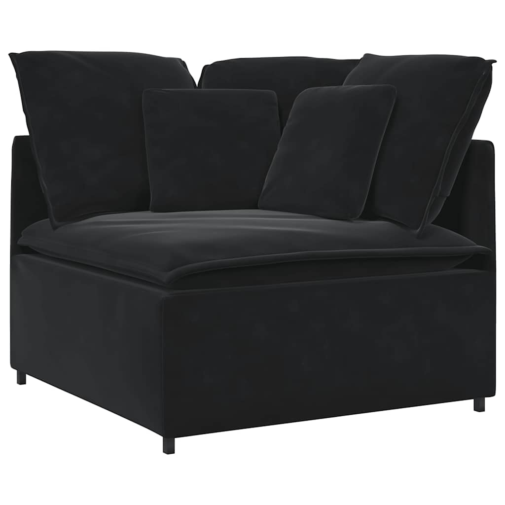 Modulares Sofa mit Fußhocker Kissen Samt Blau