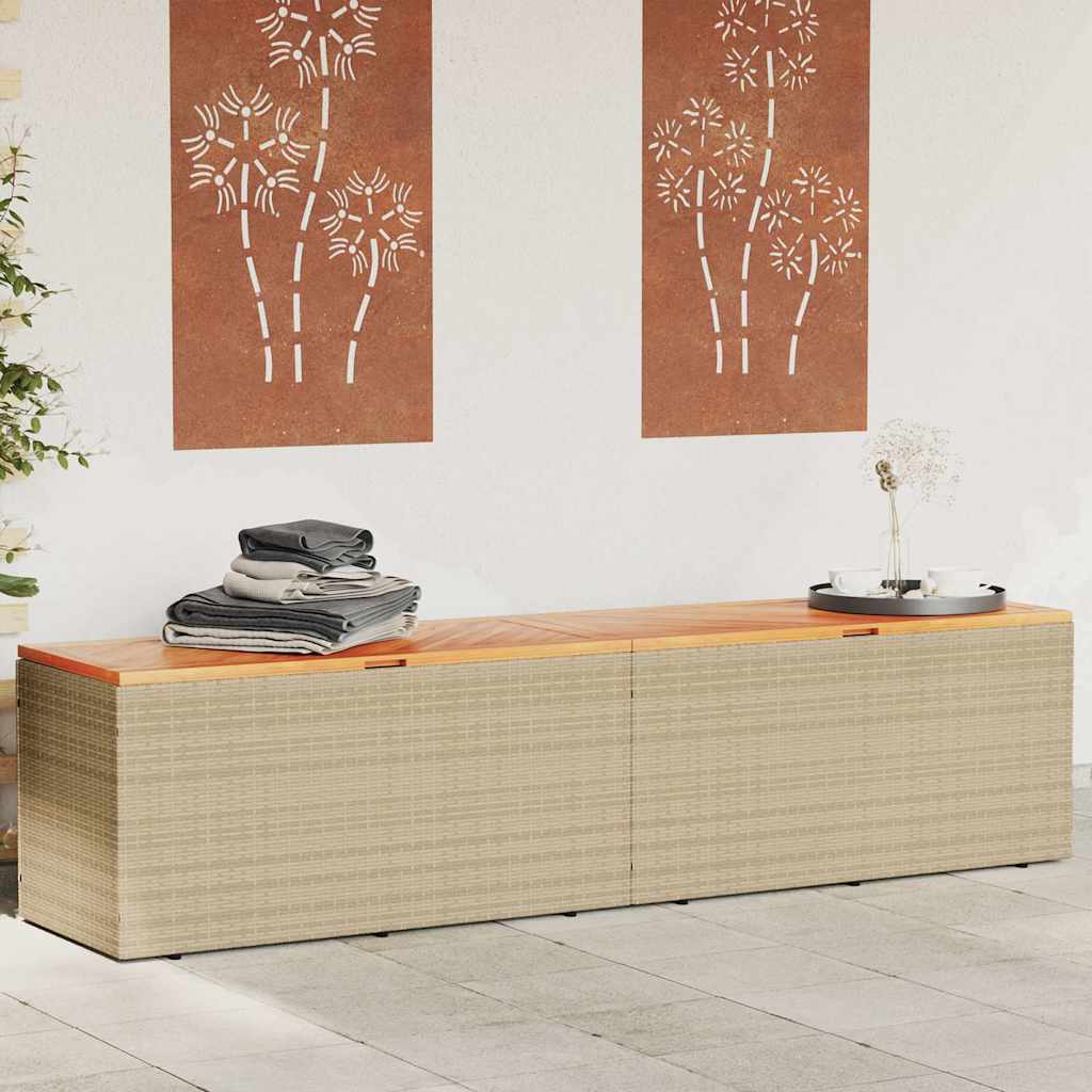 Gartentruhe Schwarz 110x50x54 cm Poly Rattan Akazienholz