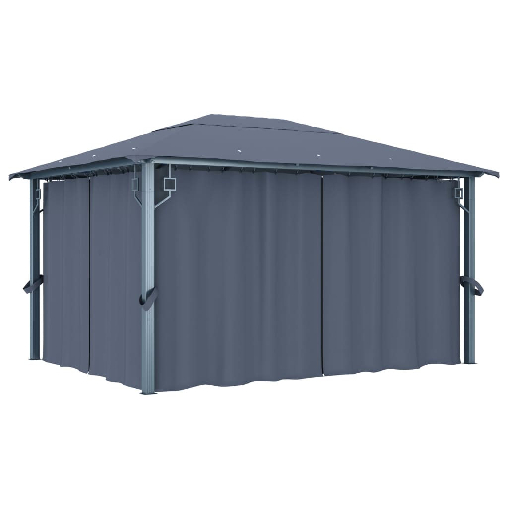 Pavillon mit Vorhängen & LED-Lichterkette 300x300 cm Creme Alu