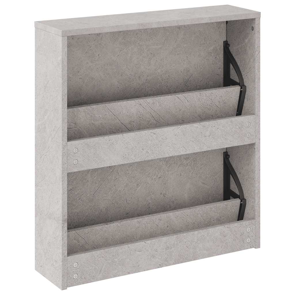 Schuhschrank mit 2 Fächern Spiegel Eiche-Optik 63x17x67 cm