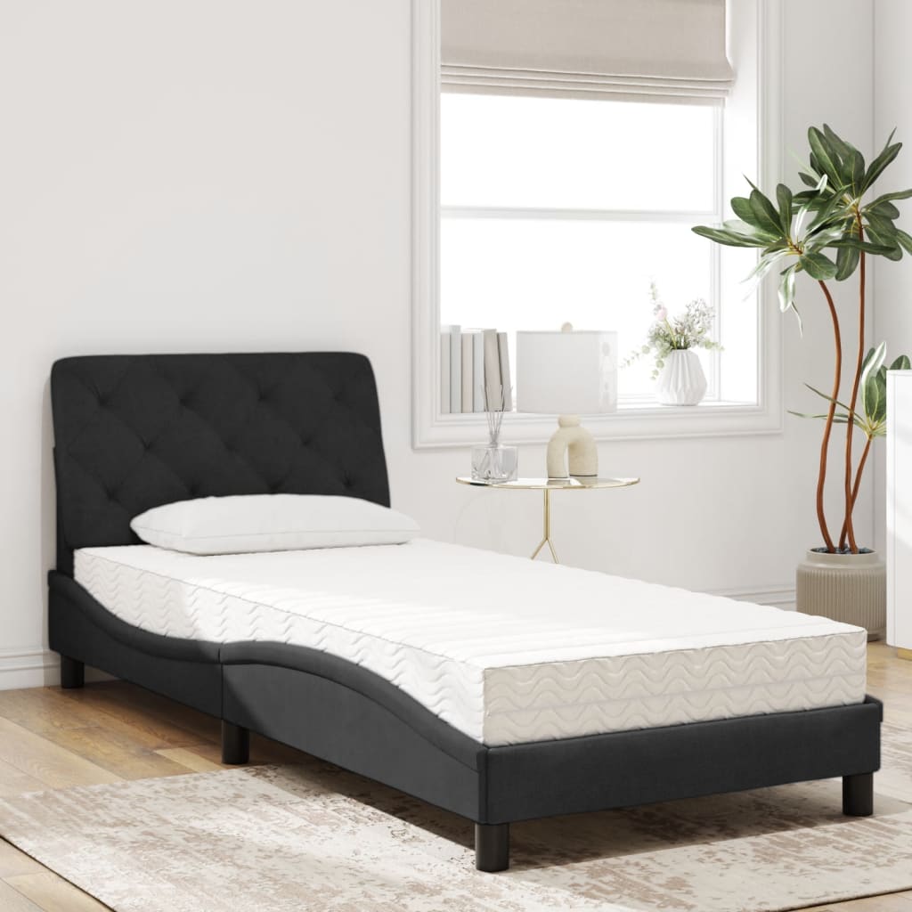 Bett mit Matratze Hellgrau 80x200 cm Samt