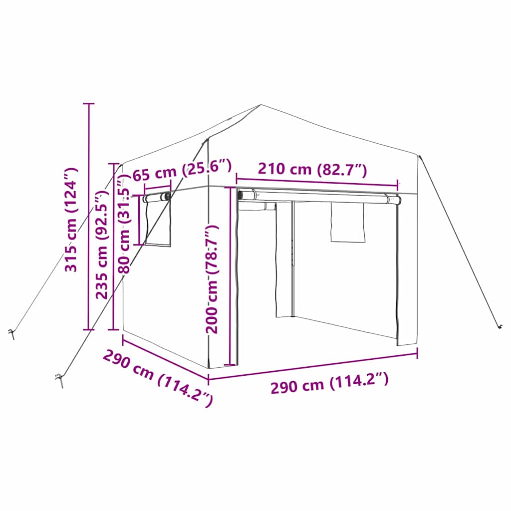 Gewächshaus mit Pop-up-Rahmen Grün 200 x 200 x 300 cm Eisen
