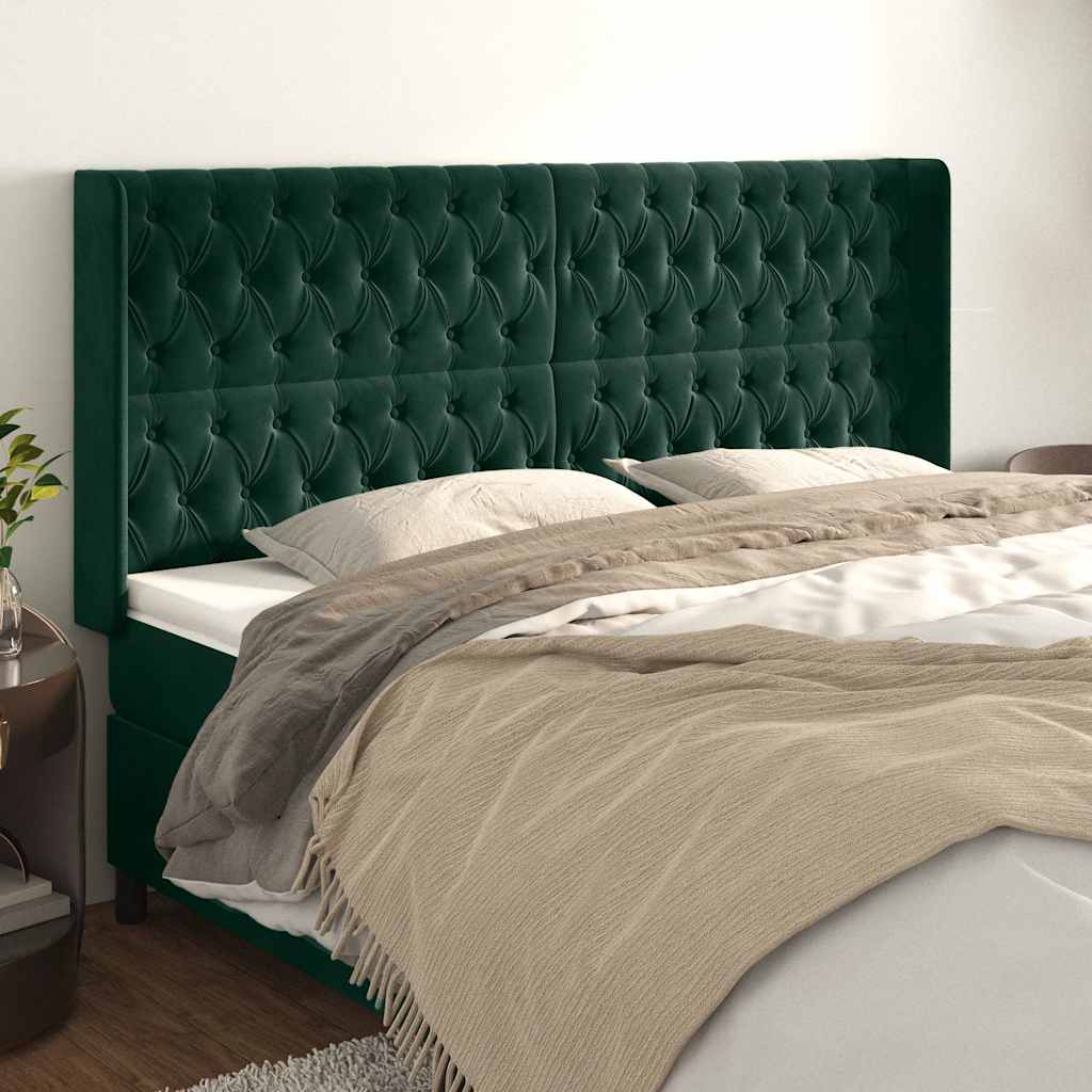 Kopfteil mit Ohren Dunkelblau 93x16x78/88 cm Samt