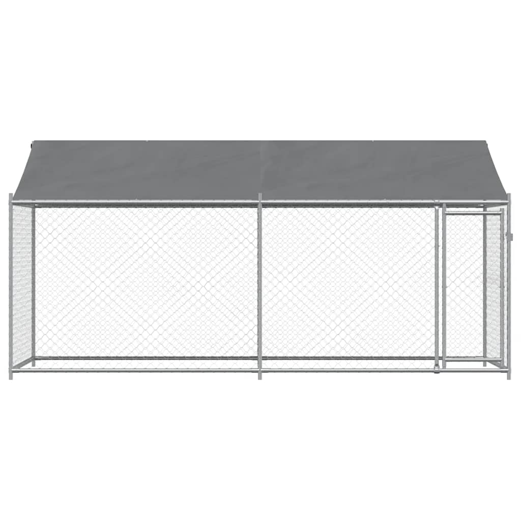 Hundezwinger mit Dach und Tür Grau 2x2x2 m Verzinkter Stahl