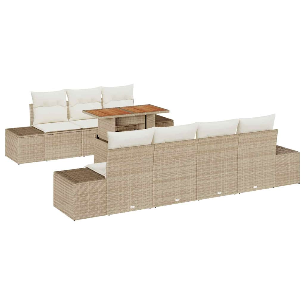 Garten Essgruppe mit Kissen 8 pcs Schwarz und Creme
