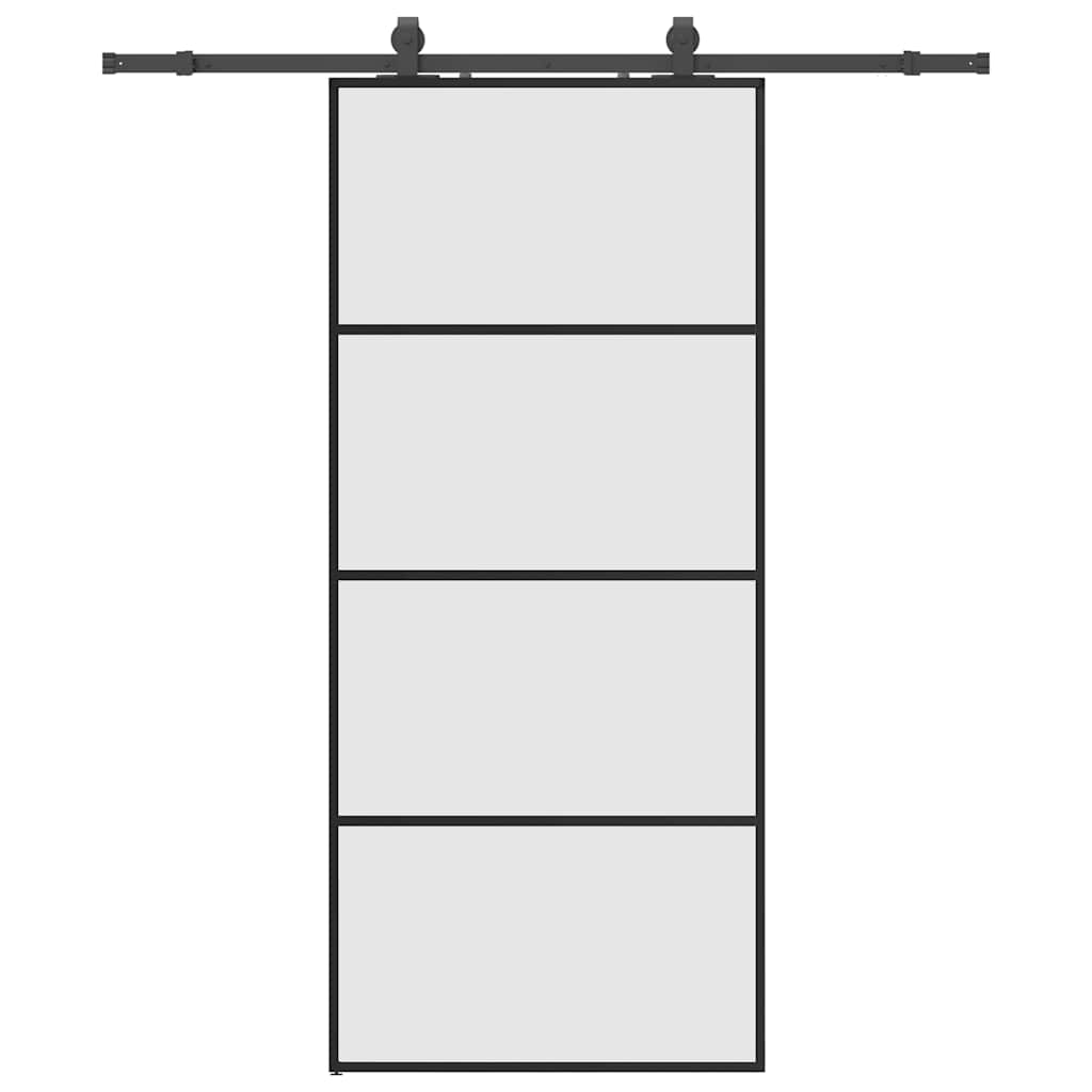 Schiebetür mit Beschlag Schwarz 76x205 cm ESG-Glas