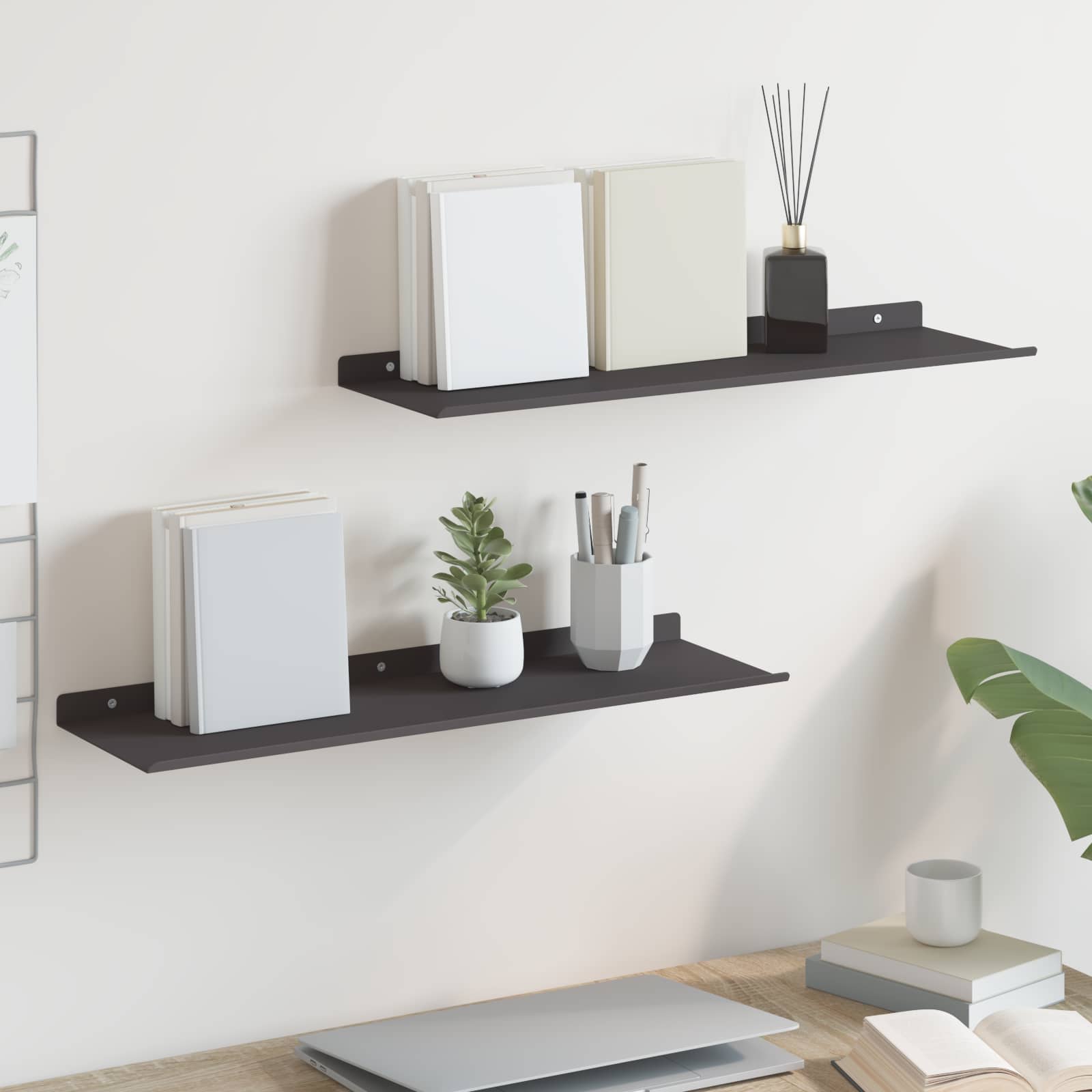 Schwebendes Regal 3 pcs Schwarz 40 x 9 x 2,5 cm Stahl