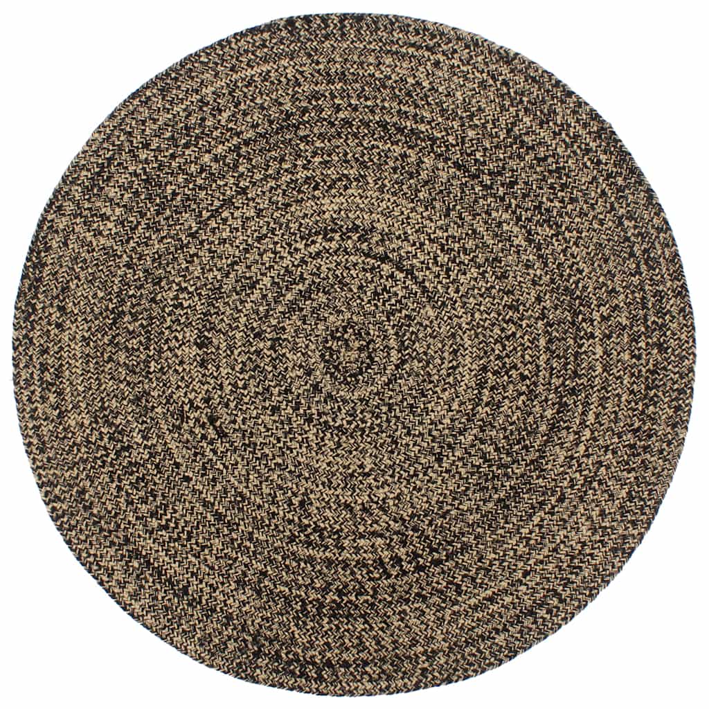 Teppich Handgefertigt Jute Schwarz und Natur 150 cm