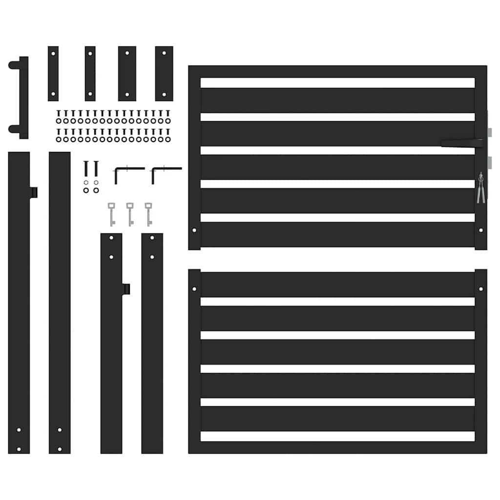 Gartentor Abschließbar Schwarz 100x100 cm Aluminium