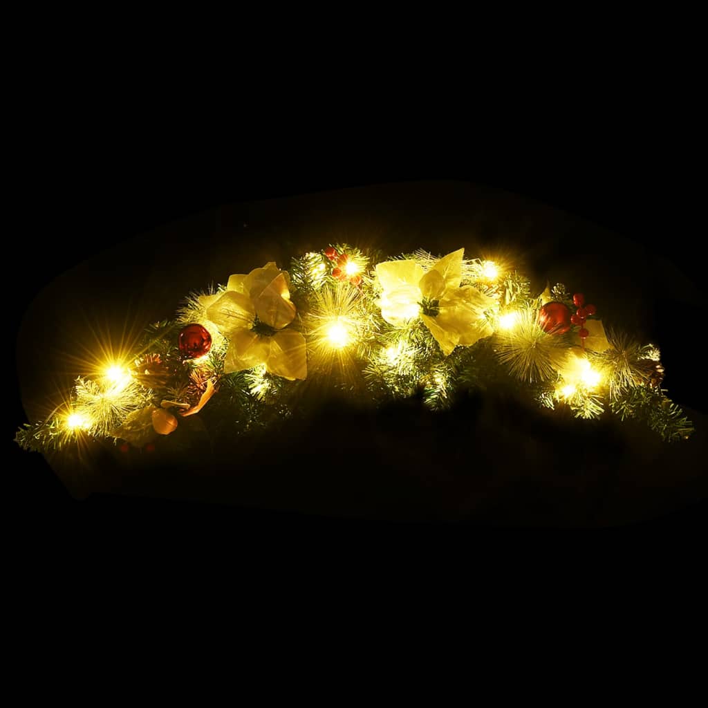 Weihnachts-Türbogen mit LED-Lichtern Schwarz 90 cm PVC