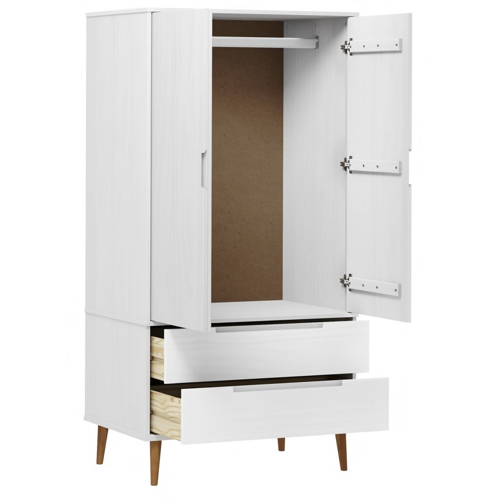 Kleiderschrank MOLDE Braun 90x55x175 cm Massivholz Kiefer
