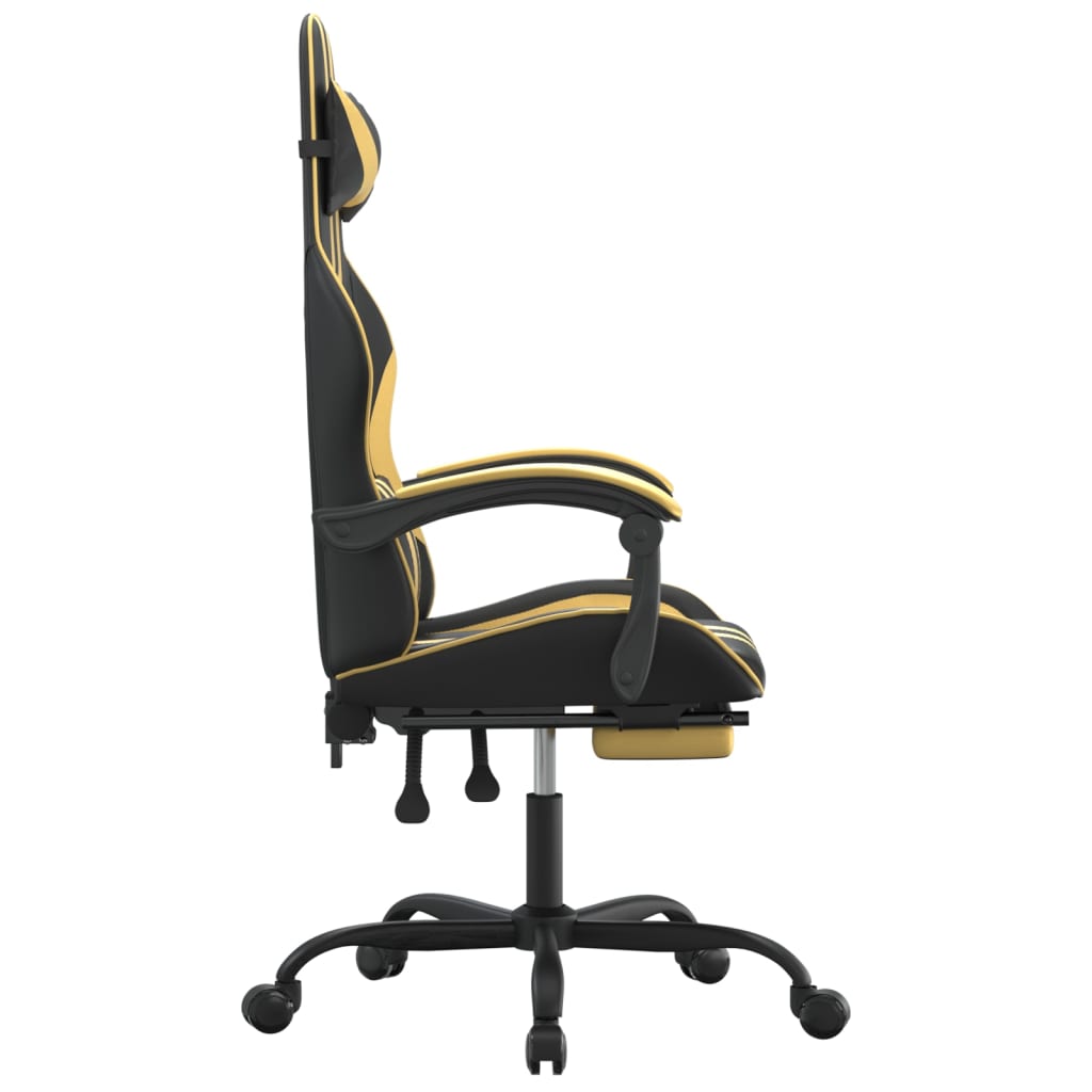 Gaming-Stuhl Drehbar Schwarz und Blau Kunstleder