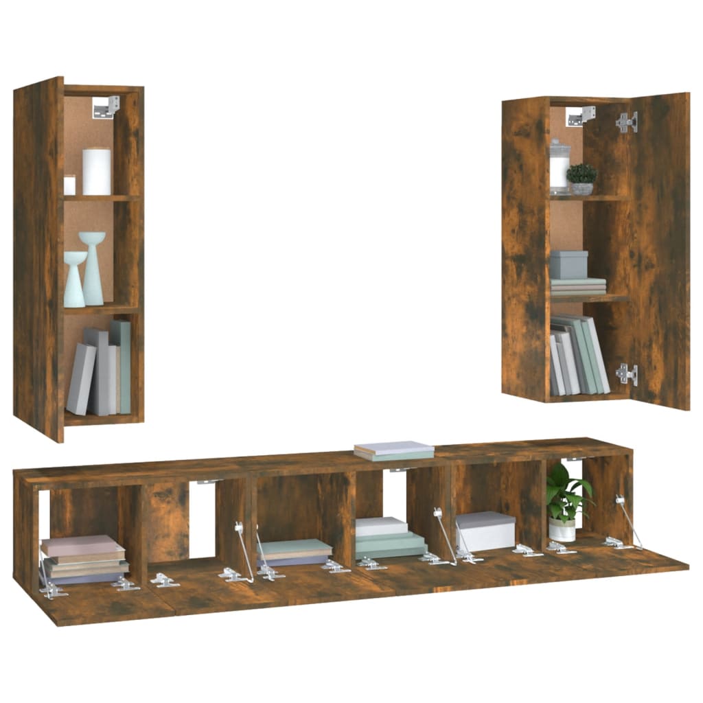 4-tlg. TV-Schrank-Set Weiß Holzwerkstoff
