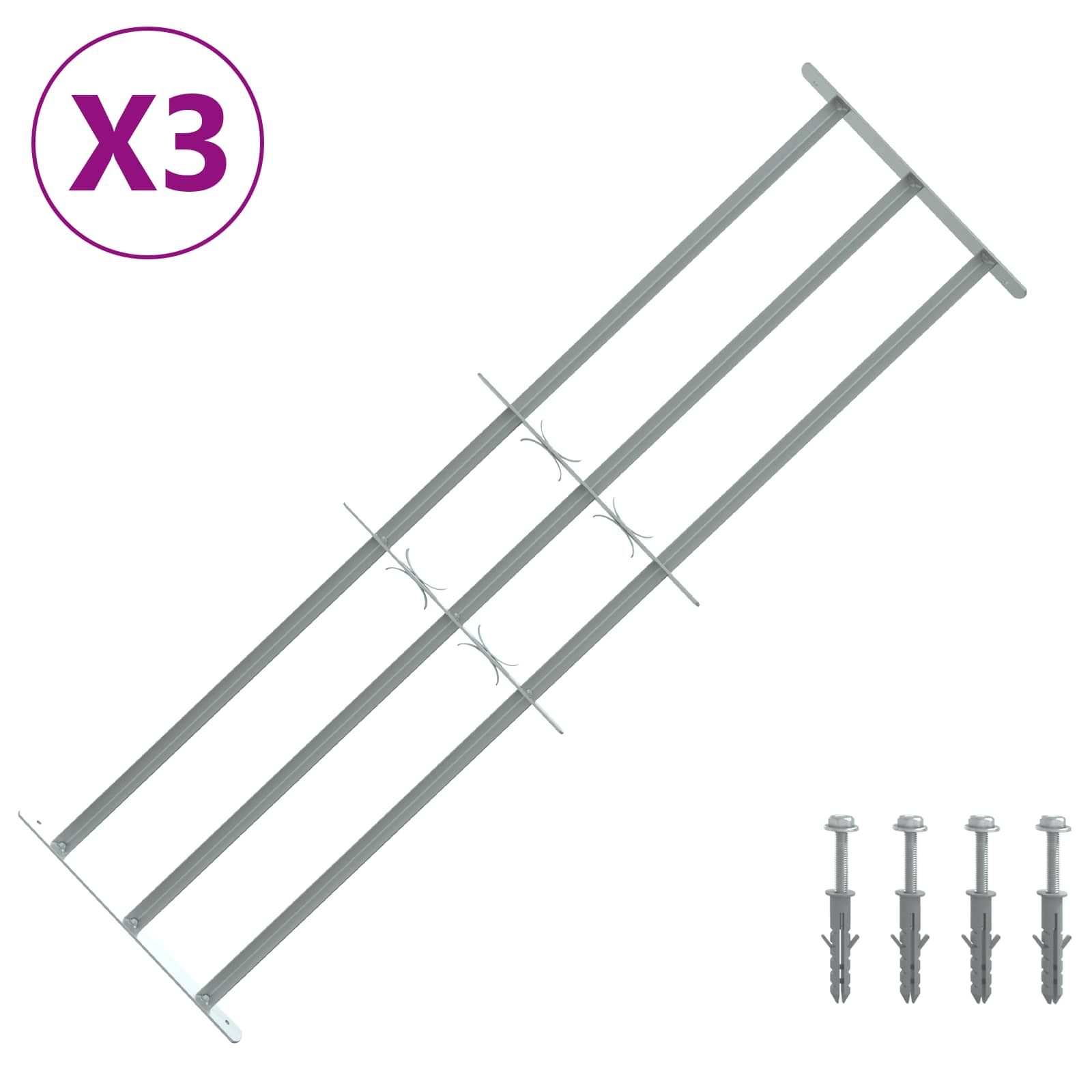 Fenstergitter Verstellbar mit 3 Querstäben 500-650 mm