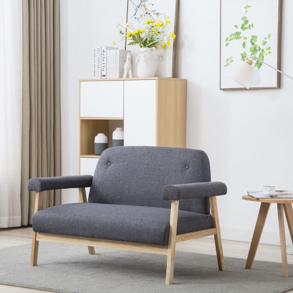 2-Sitzer-Sofa Stoff Hellgrau