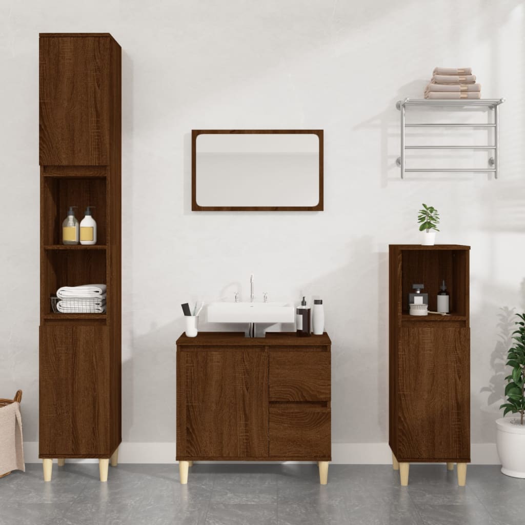 Badschrank Weiß 30x30x100 cm Holzwerkstoff