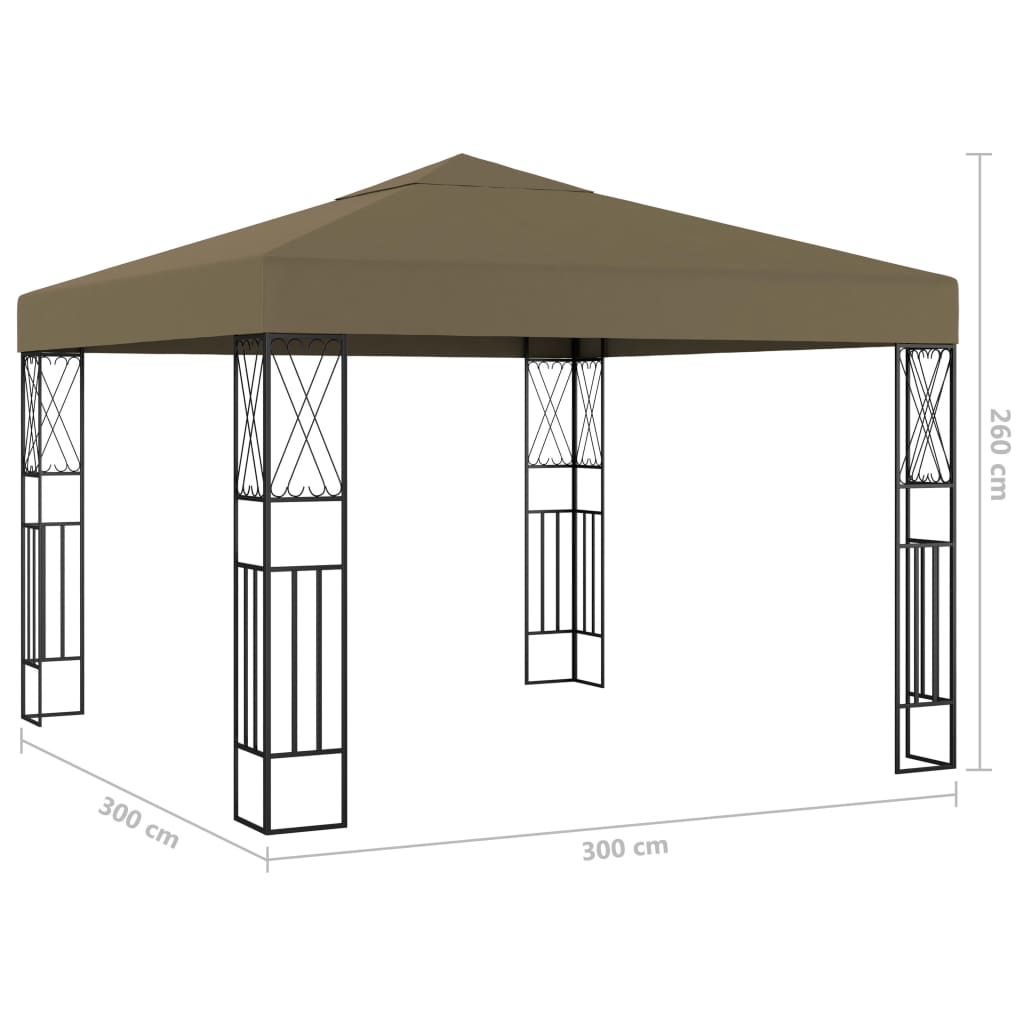 Pavillon mit LED-Lichterkette 3x3 m Creme Stoff