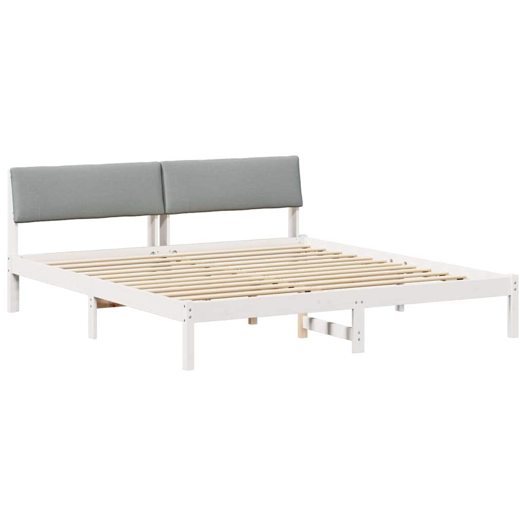 Bettgestell Braun und hellgrau 200 x 200 cm Massivholz Kiefer