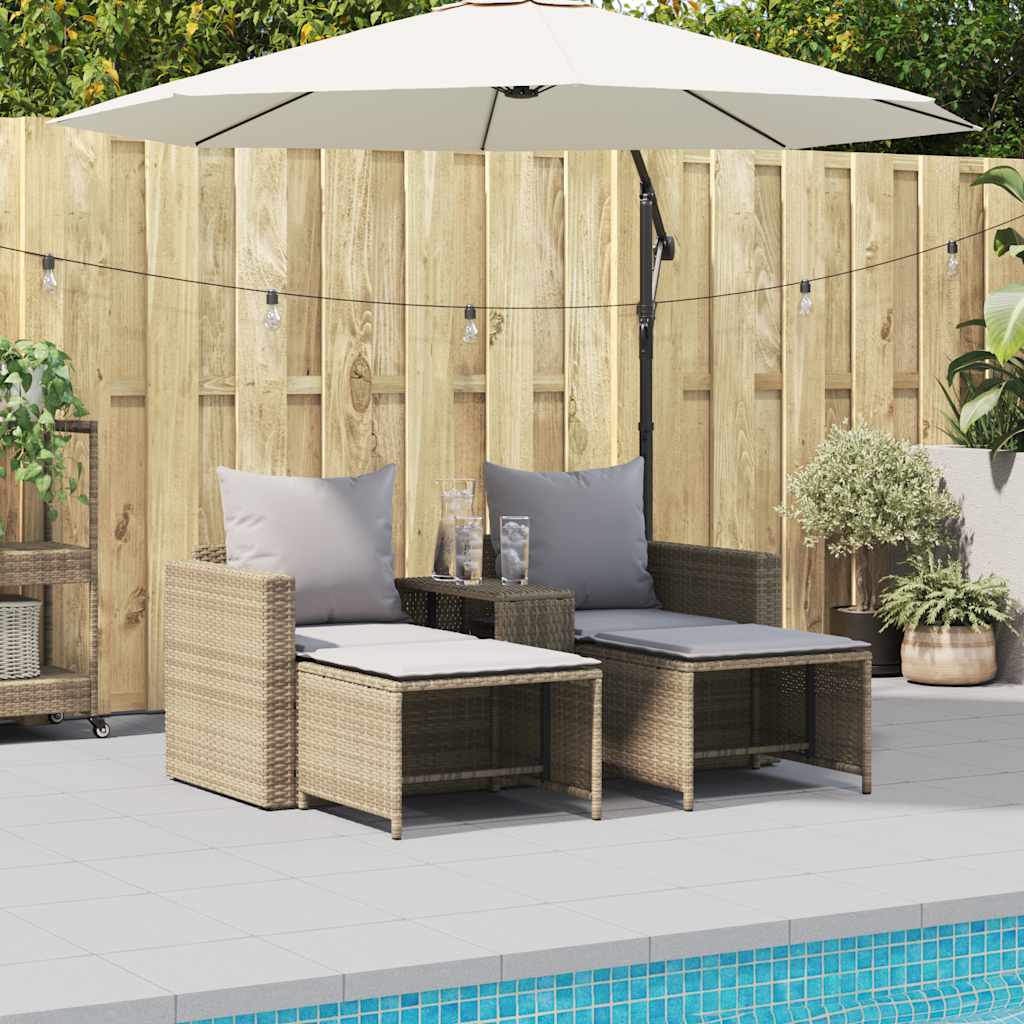 5-tlg. Garten-Sofagarnitur Kissen Stapelbar Schwarz Poly Rattan