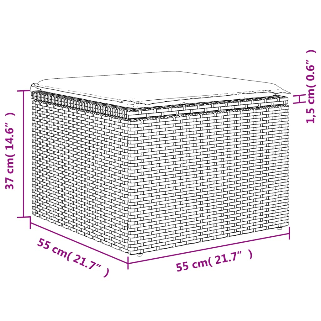4-teiliges Gartensofa-Set mit Kissen, schwarzes Polyrattan